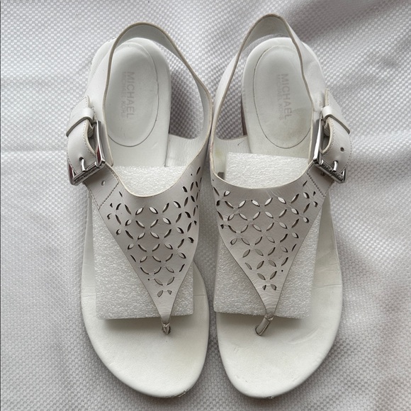 Michael Kors Cream Sandals with Silver Accents - Picture 1 of 6